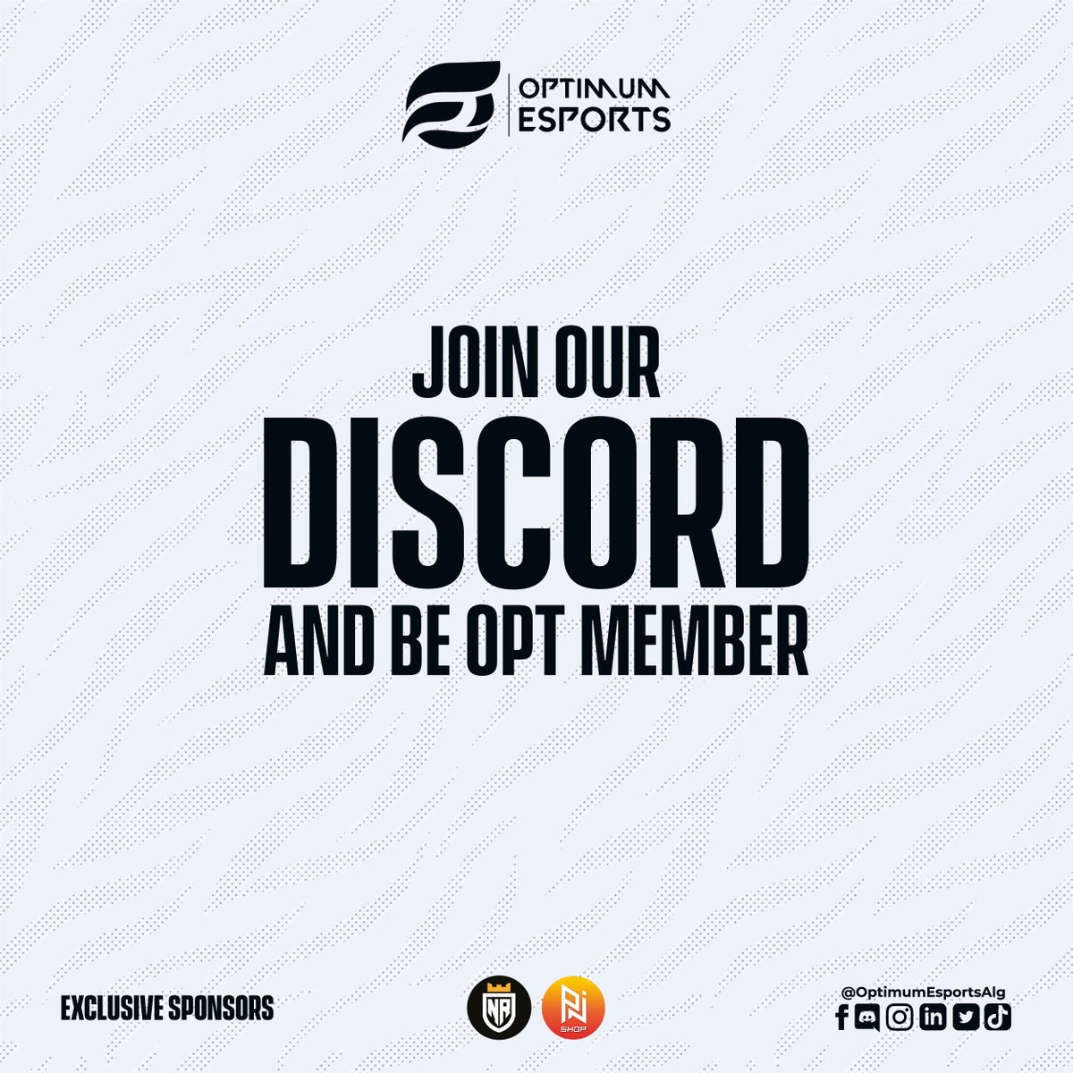 optesportsalg's tweet photo. ๐Discord !
Join our discord and be " OPT MEMBER " ๐
Server link : https://t.co/qdSDdKAXLl
#optimumesportsalg #opepower https://t.co/57AuwGFJgb