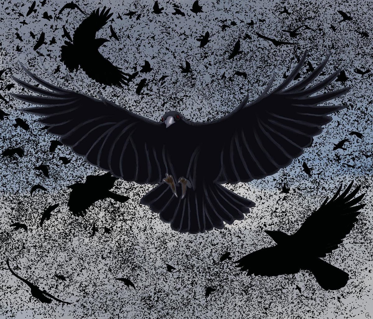 ArtsByClark's tweet photo. Day 3 - A Fowl Wind 

#frightfall2022 #retrosupplyco #crow #crows #amurderofcrows #bird #birds #thebirds #hitchcock #alfredhitchcock https://t.co/4GPRsGWP53