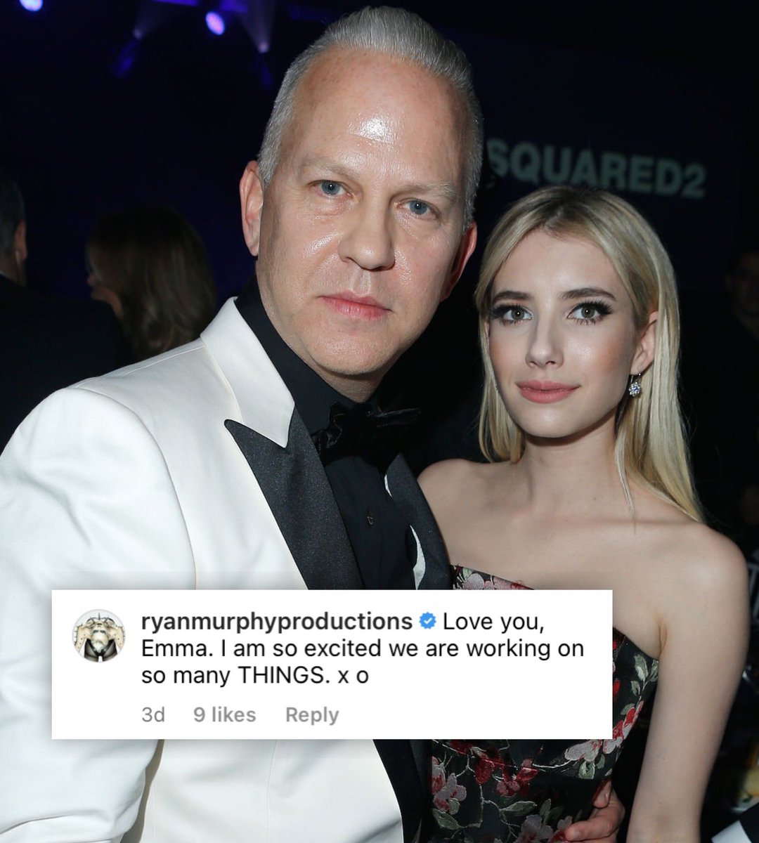 AHSZone's tweet photo. Ryan Murphy teases some upcoming collaborations with Emma Roberts: “Love you, Emma. I am so excited we are working on so many THINGS.” 🚨 https://t.co/liswCOjqFm