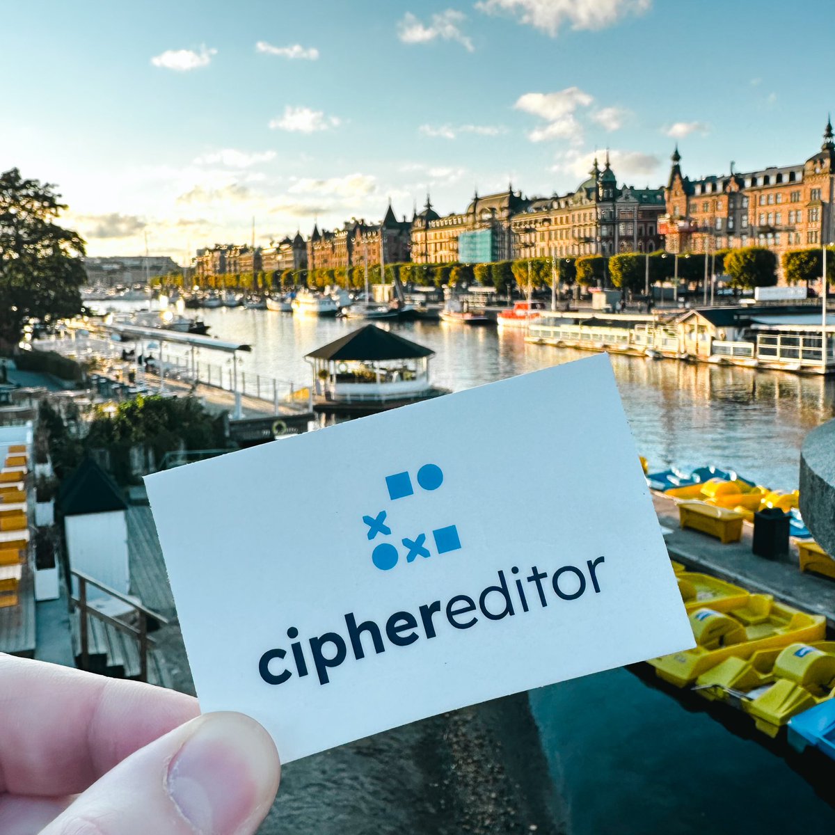 ciphereditorapp's tweet photo. We arrived in Stockholm and are excited for @nordicjs. When you find us you get free ciphereditor stickers 👀✨ https://t.co/g00C6aBqIU