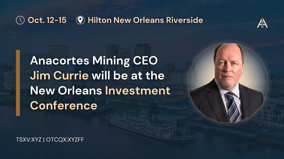 Our CEO Jim Currie looks forward to be speaking at the New Orleans Investment Conference from Oct. 12-15.

Sign up today to join Anacortes Mining, <a href="/Brien_Lundin/">Brien Lundin</a>, <a href="/RealDougCasey/">Doug Casey</a>, <a href="/DiMartinoBooth/">Danielle DiMartino Booth</a>, <a href="/jimiuorio/">jim iuorio</a> &amp; more: hubs.li/Q01nPr150

$XYZ.V $XYZFF #NOIC2022 #MiningCommunity