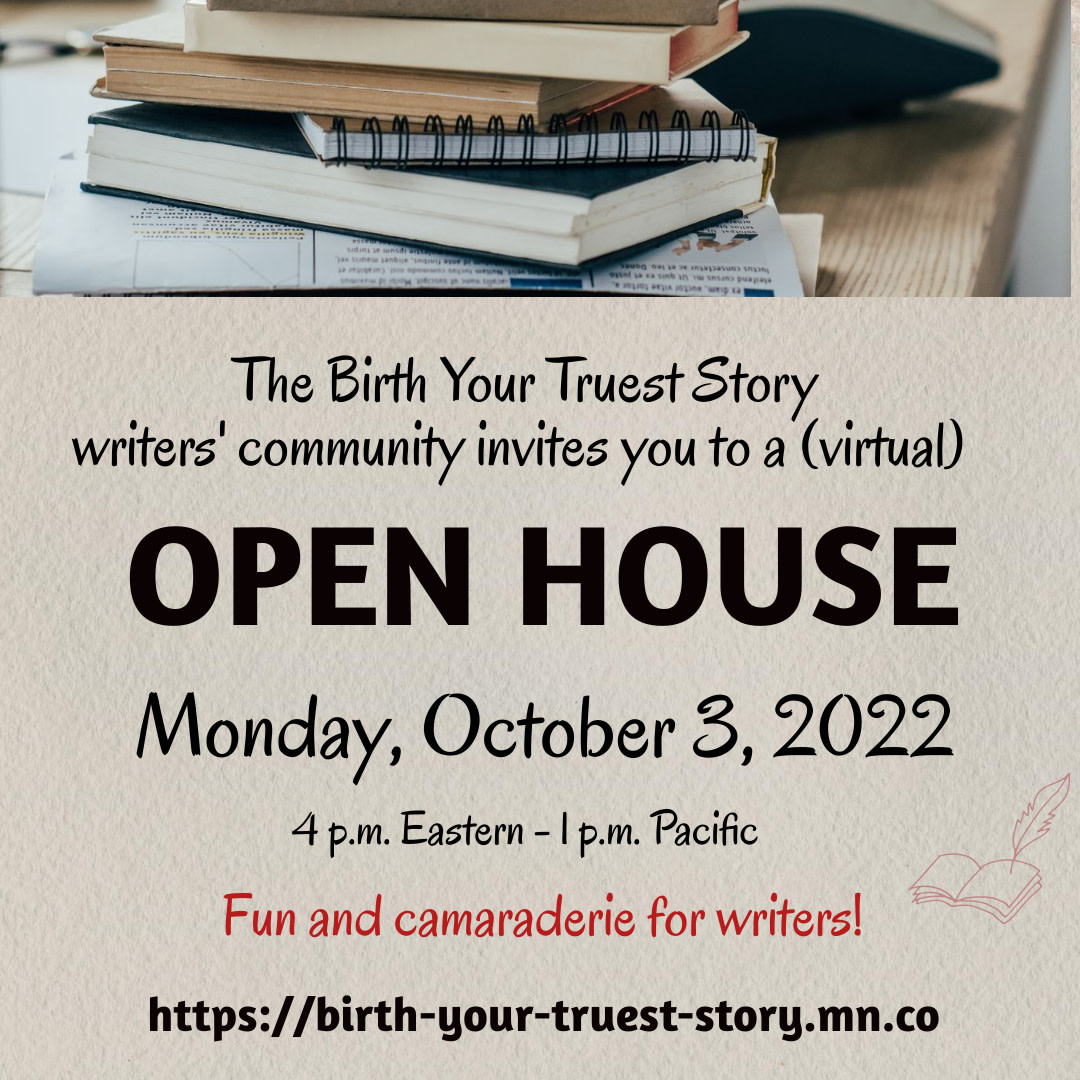 Are you #amwritingfiction or #amwritingmemoir and seeking a welcoming #WritingCommunity? Join us TODAY at 1pm PT/4pm ET for our #BirthYourTruestStory open house. #WritersOfTwitter birth-your-truest-story.mn.co/events/open-ho…