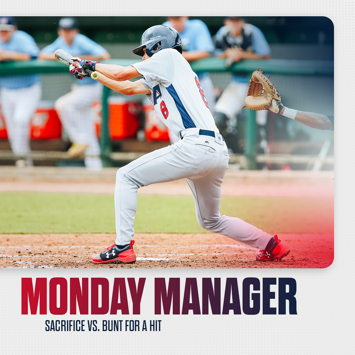 USABaseCoach's tweet photo. In this edition of #MondayManager, Skip Schumaker clarifies when a bunt for a hit is a good idea, and how it can go wrong if not executed correctly.⚾️

🎥: https://t.co/GqkvraOaxj https://t.co/3qRyrdcpWl