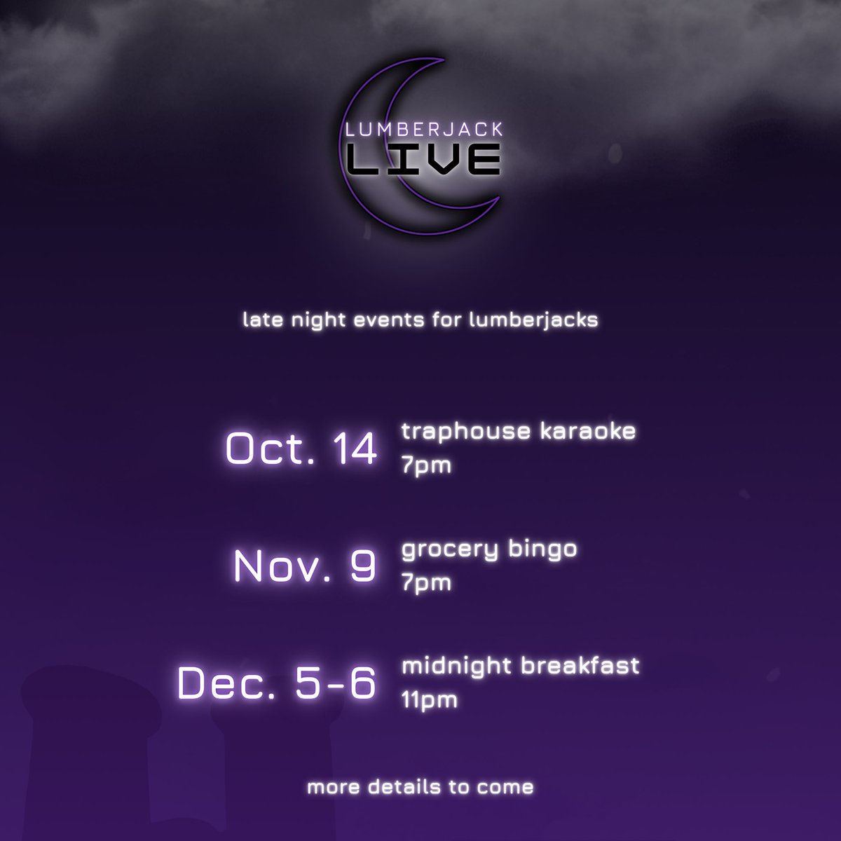 sfagetinvolved's tweet photo. ๐ LUMBERJACK LIVE: a new series of late night events for Lumberjacksโฆ stay tuned for more details! ๐
#JACKSGETINVOLVED #SFA22 #SFA23 #SFA24 #SFA25 #SFA26 #axeemjacks #lumberjacks #sfa #sfasu #axeem https://t.co/WB8Lbd8Xy4