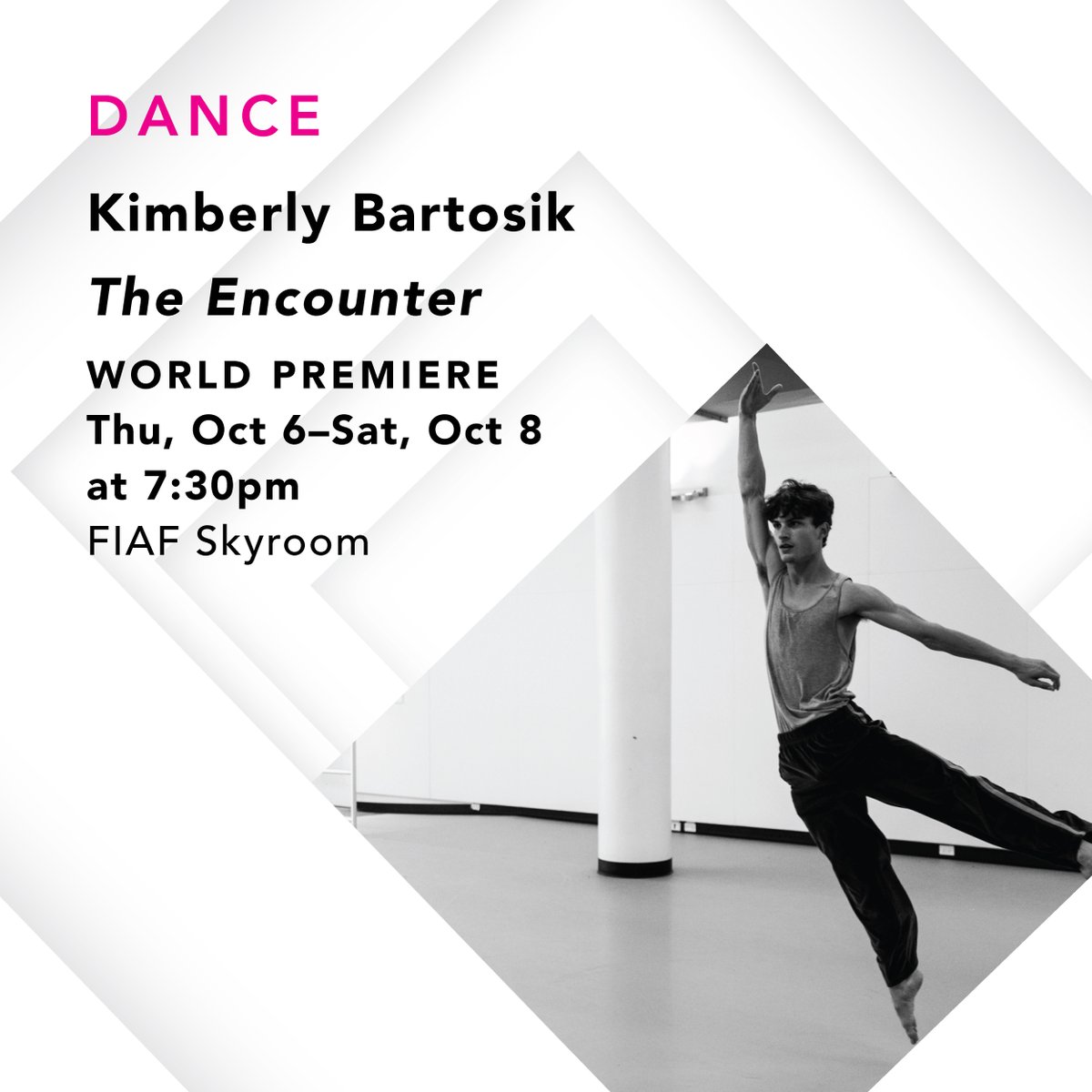 Don't miss the world premiere of Kimberly Bartosik's 'The Encounter,' this Thursday Oct. 6 through Saturday, Oct. 8, 7:30p in FIAF's Sky room. Get your tickets here: bit.ly/3ft7agB #fiafny #CTL2022 #dance #crossingthelinefestival @TatyanaFranck
