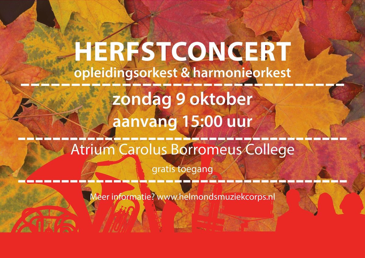 Een afwisselend programma door ons opleidingsorkest o.l.v. Angelo Mariman en ons harmonieorkest o.l.v. Willem van Zee. Je bent van harte welkom a.s. zondag in het Carolus Borromeus College. Aanvang 15.00 uur, toegang is gratis! 🎶