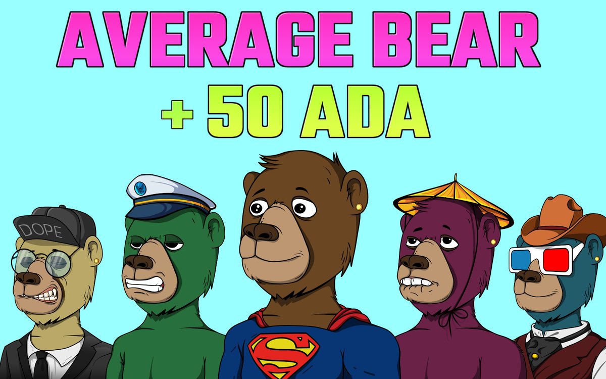 One average week of giveaways! 🎁

To celebrate joint ownership and our floor rising by over 100%, it would only be right to give back with 50 ADA and one Average Bear 🐻

To enter:
1. Retweet 🔁
2. Join our discord ✅

#cardano #NFT #cnft #CNFTCommunity #nft #CNFTGiveaway