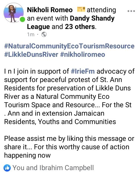 YouthEntrep01's tweet photo. We support the Preservation of Likkle Duns River as a Natural Community Eco Tourism Product and Space and Resource... Primarily for St. Ann and in extension Jamaican Residents, Children and Youths. https://t.co/haryrZU4s6