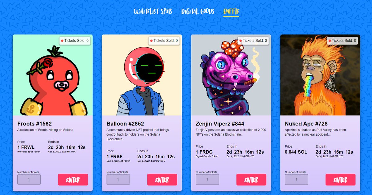 FlippinRabbits's tweet photo. IT'S RAFFLE TIME!!! 🎟️

You can win ↙️
@nukedapecom 0.044 SOL Entry ⚠️
@balloonsville_2 Spin Fragment Entry 🎈
@ZenjinViperz Digital Good Entry 🐍
@frootsnft WL Token Entry 🧃

Let's Get Flippin 🥕

https://t.co/bDRtF3ECLe 💻

#FlippinHub #FlippinRabbits https://t.co/tE4hUwfpIG