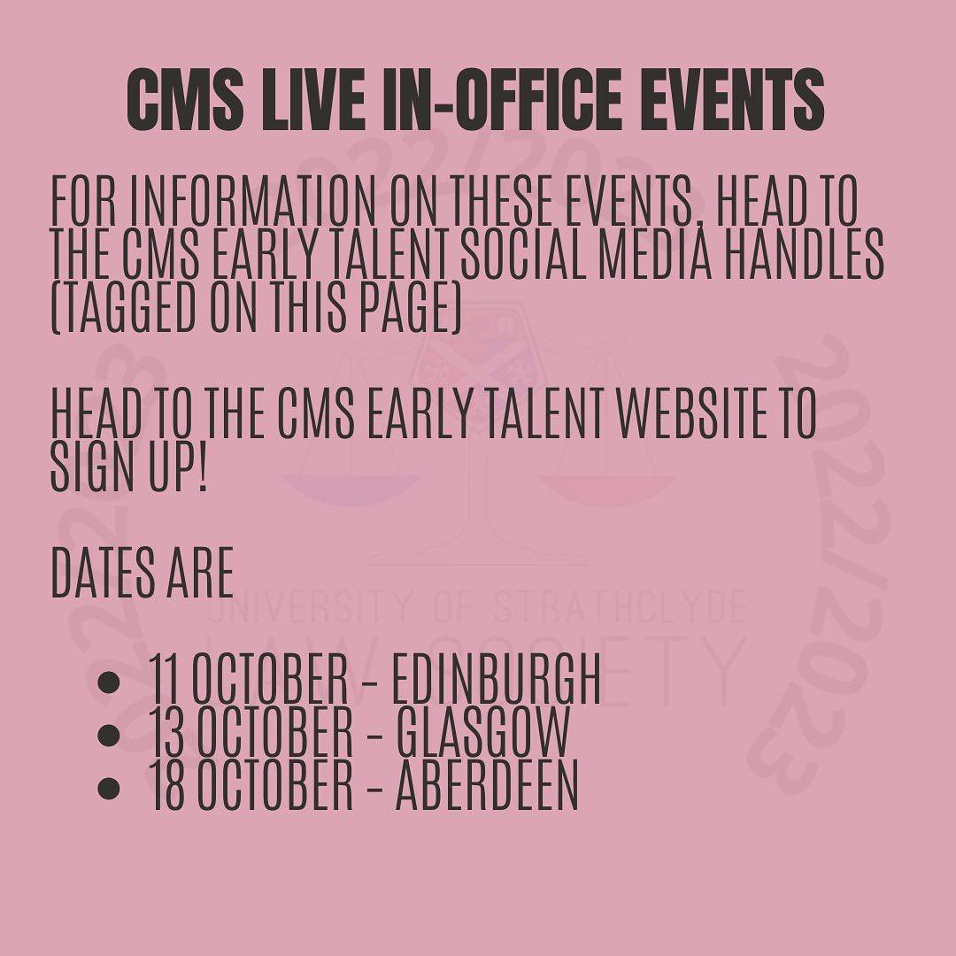 _StrathLawSoc_'s tweet photo. @CMSEarlyTalent @CMS_Scotland Some information for our students regarding CMS events! 

Here is the link to access the website with all further information  - https://t.co/D7IuKmKZAG https://t.co/HszC9MMSIS