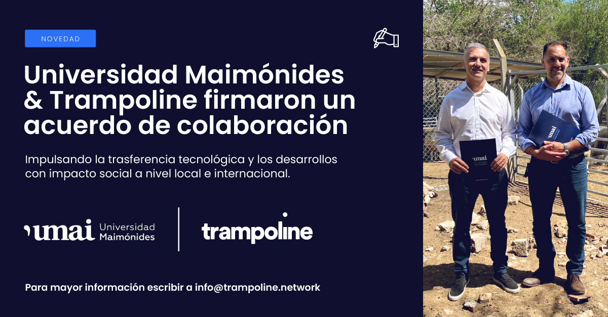 La Universidad Maimónides y Trampoline Network firmaron recientemente un acuerdo de colaboración con el objetivo de impulsar la vinculación y transferencia de tecnología. Ver más aquí: bit.ly/Acuerdo-UMAI