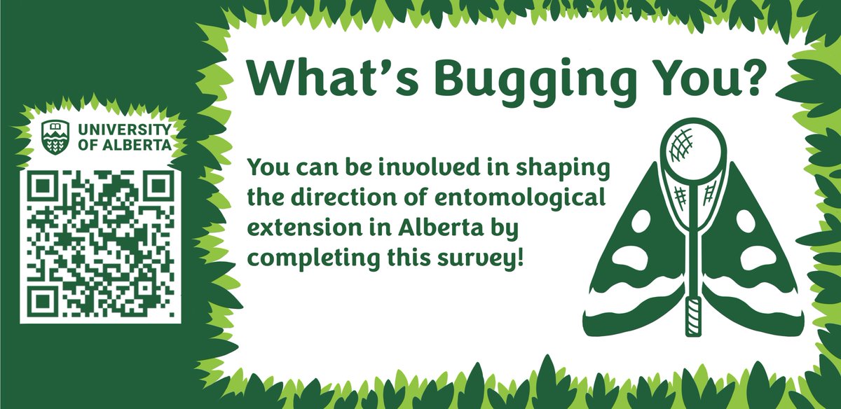 AB Producers, please take a few minutes to participate in this survey so we can know how best to serve your needs for entomological extension. Conducted as part of my MSc project. 
Funding: <a href="/RDARAlberta/">RDAR (Results Driven Agriculture Research)</a>, <a href="/AlbertaPulse/">AB Pulse Growers</a>

Use this link or QR code for access: surveymonkey.com/r/9BYJD7L