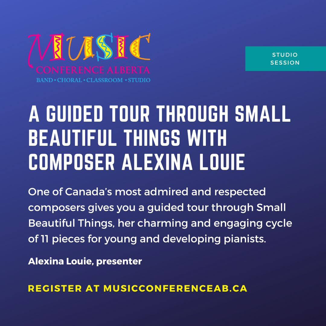 We're so excited to have Alexina Louie joining us at #mca22!

Swipe to learn more about her session "A Guided Tour Through Small Beautiful Things" 

#abeducation #musiced #alberta #music #education #choir #band #studio #teachers #learning #professionaldevelopment #yegarts #yycart
