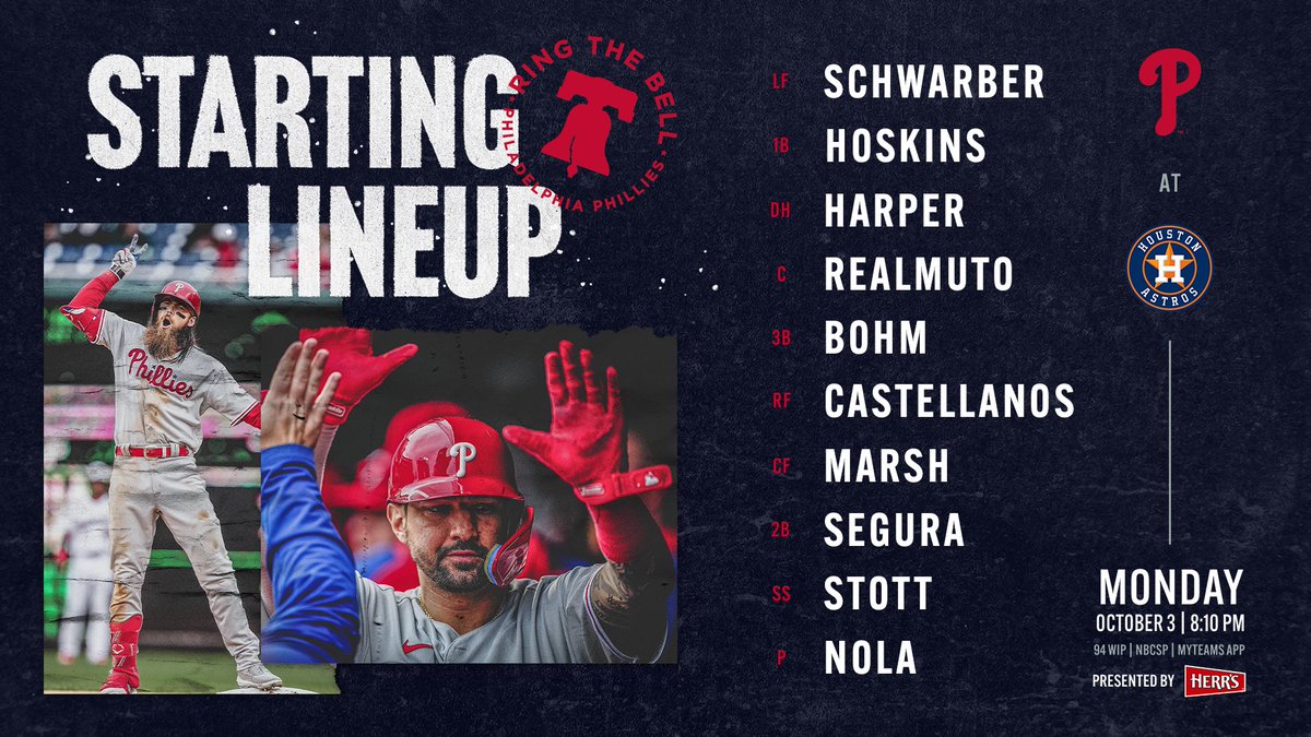 Phillies's tweet image. It's the final countdown. #RingTheBell

📺: @NBCSPhilly
📻: @SportsRadioWIP
📱: atmlb.com/2UcapxG // MLB.tv