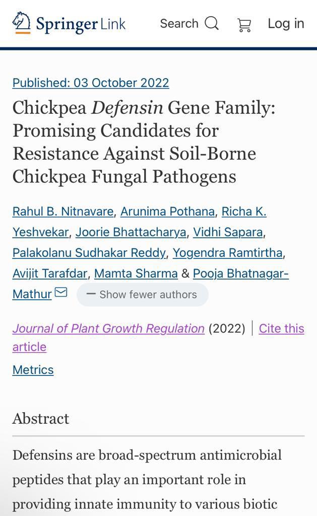 rahul_nitnavare's tweet photo. Pleased to share our recent publication in Journal of Plant Growth Regulation @SpringerPlants @SpringerNature Congratulations to all the authors @ReddyPSudhakar @joorie @yogendraRamtirtha @ICRISAT 
https://t.co/z3n95BICkn https://t.co/dG0DCNHFzH