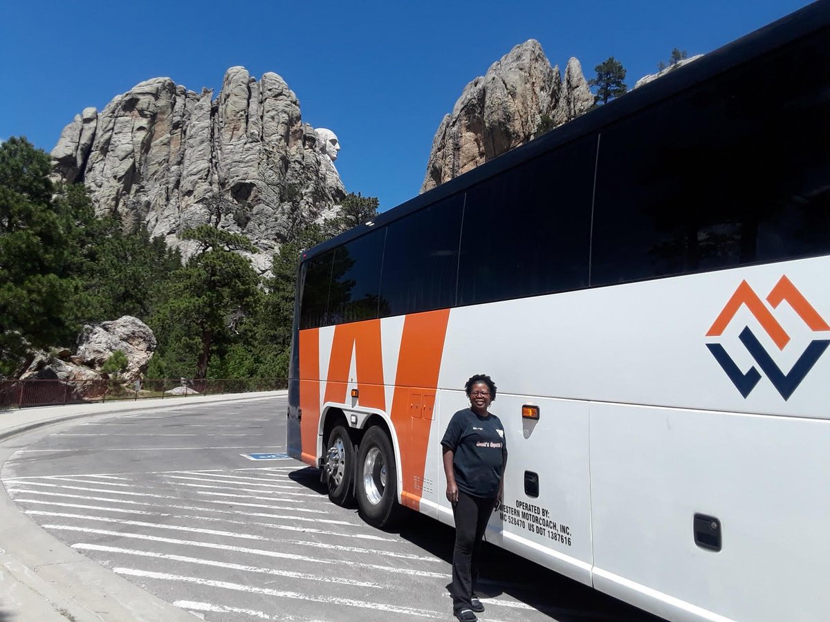 WesternMotorHTX's tweet photo. Our drivers are always looking forward to taking your group to their next destination. #westernmotorcoach #travel #motorcoachdrivers #mtrushmore #SouthDakota https://t.co/viFigzBhxs