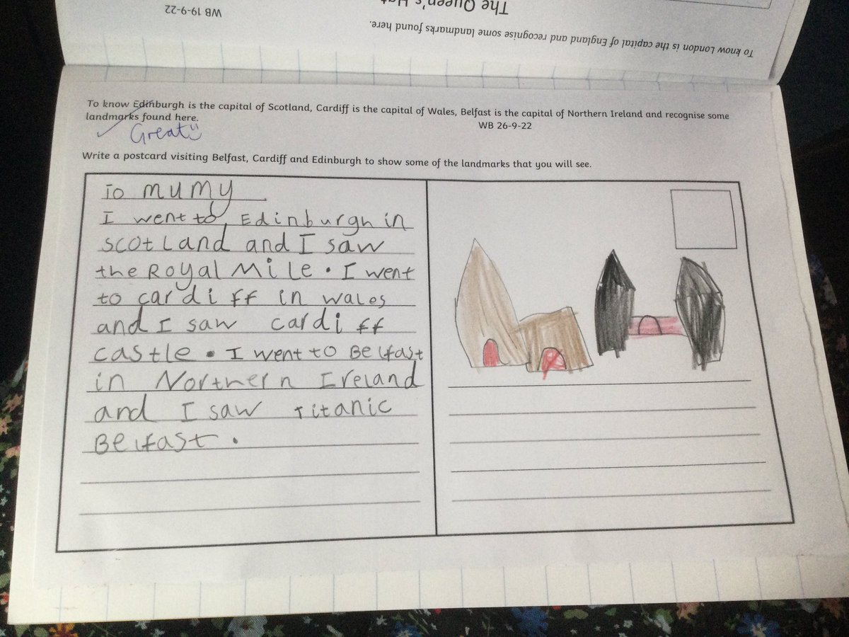 HTAClassMere's tweet photo. Super Geography work, learning about the capital cities of the countries in the UK. 🌎 🗺 #HTAGeography https://t.co/KNR9VnaCQw