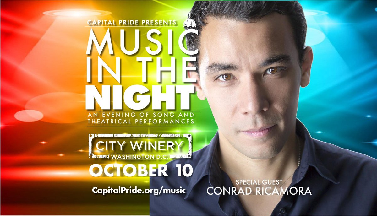 DCTransPride365's tweet photo. Music in the Night has returned! Join us on Oct. 10th hosted by @CityWineryDC for an evening of music &amp; theatrical performances featuring local talent from the #DMV’s theater community with our special guest, @ConradRicamora! https://t.co/wpQGgtUsZx https://t.co/urHyHDGrXd