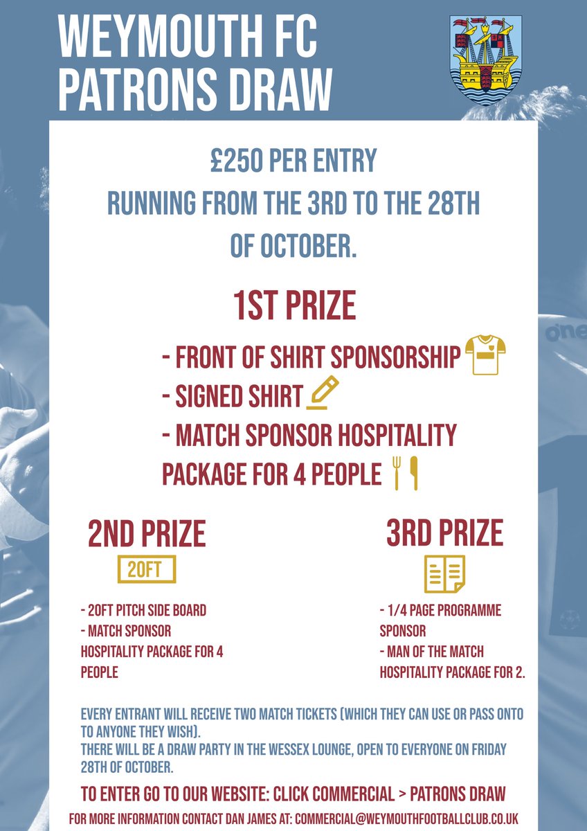 theterras's tweet photo. 🚨 𝗣𝗮𝘁𝗿𝗼𝗻𝘀 𝗗𝗿𝗮𝘄 𝗡𝗼𝘄 𝗢𝗣𝗘𝗡! 🚨

Enter today for your chance to be our new front of shirt sponsor for our home kit! 👕

Other prizes up for grabs for the lucky winners! 🏆

Enter here: https://t.co/9gapyHib4e

#UpTheTerras https://t.co/J8jbXcCeEd