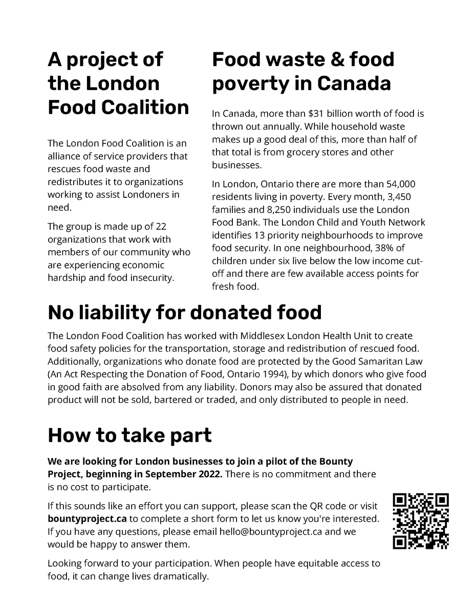 📣 ATTENTION DOWNTOWN RESTAURANTS! 📣

<a href="/reimagineco_/">Reimagine: Greener Groceries</a> and the <a href="/LetsFeedLondon/">LondonFoodCoalition</a> is working on an exciting new pilot project, the "Bounty Project", to increase the amount of food diverted from landfill to instead feed Londoners experiencing hunger and food poverty. Join today!