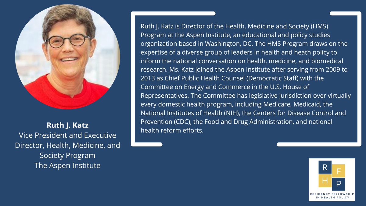 RFHP_GW's tweet photo. Presenting "Aspen Institute," Ruth Katz is Director of Health, Medicine, and Society Program - Aspen Institute #RFHP2022 
https://t.co/0BVn4KVR3f… https://t.co/ZXNg7HUBxW