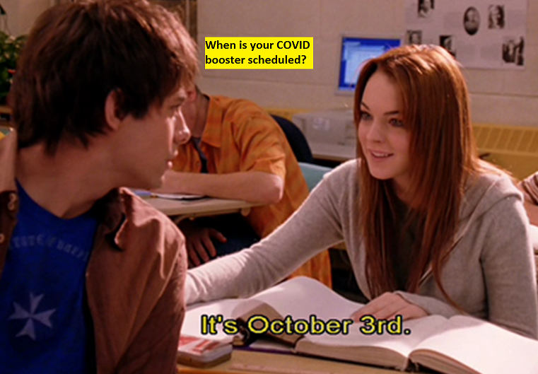 PublicHealthMDC's tweet photo. Every day is a good day to get boosted, even October 3rd. #happymeangirlsday #octoberthird
https://t.co/0PGBQolgVS https://t.co/LQByM2IJwM