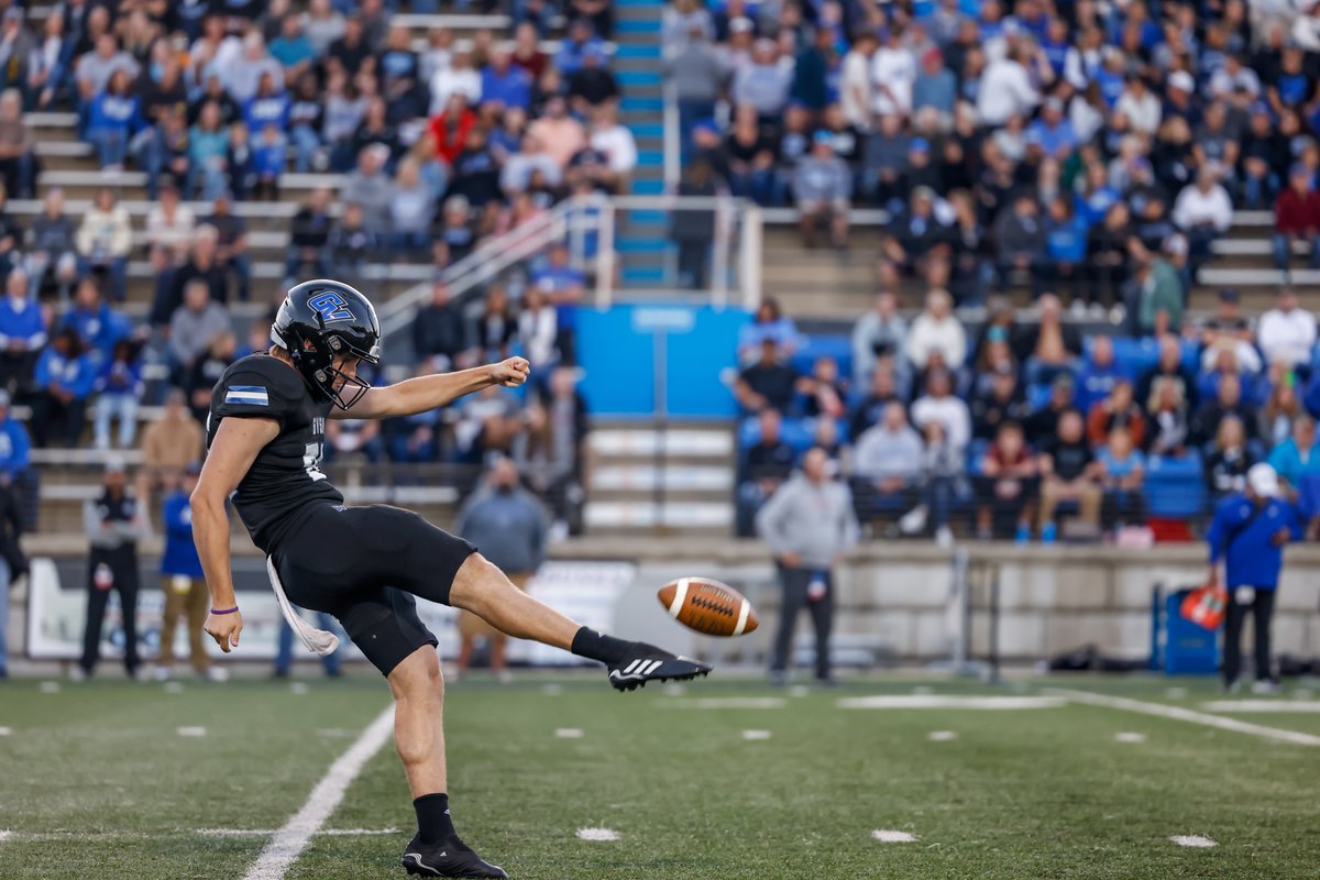 gvsufootball's tweet photo. GVSU freshman punter Trace Hrgich averaged 48.5 yards on his four punts Saturday vs. SVSU. His 48.5 ypp average ranks 4th all-time in Laker football history for a single-game. Trace had a long punt of 61 yards and dropped two inside the 20. #AnchorUp https://t.co/sUT9wiS8Q5