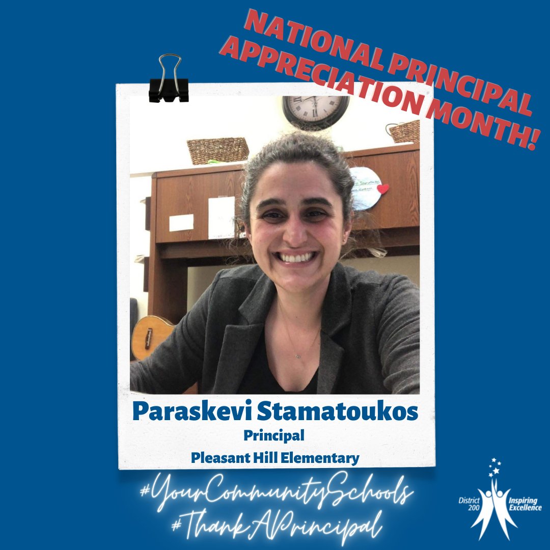 CUSD200's tweet photo. October is National Principal Appreciation Month! Ms. Paraskevi Stamatoukos, Principal of Pleasant Hill Elementary, has worked in education for 16 years. Thank you, Ms. Stamatoukos, for all you do for our community! #ThankAPrincipal #YourCommunitySchools #MakingMoves https://t.co/X7dyBbEdx3