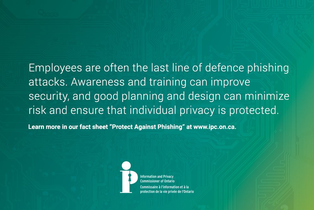 It’s time for #MondayMotivation, #CyberMonth2022! Employees are often the last line of defence against phishing attacks. Awareness &amp; training can improve security, &amp; good planning and design can minimize risk. Learn more: ow.ly/Sjse50KZek2 #GetCyberSafe #CyberMonth2022
