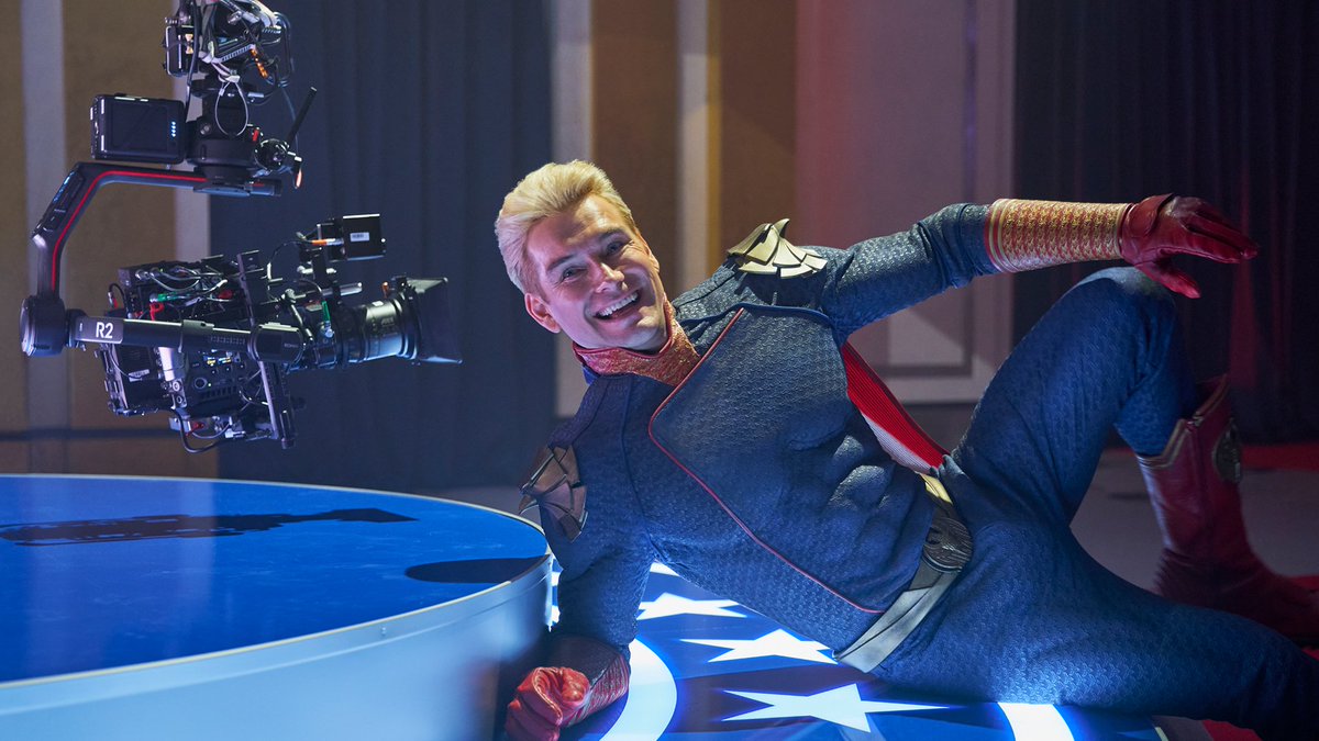 TheBoysTV's tweet image. BTS of American Hero, for when you're done with your rewatch on Vought++