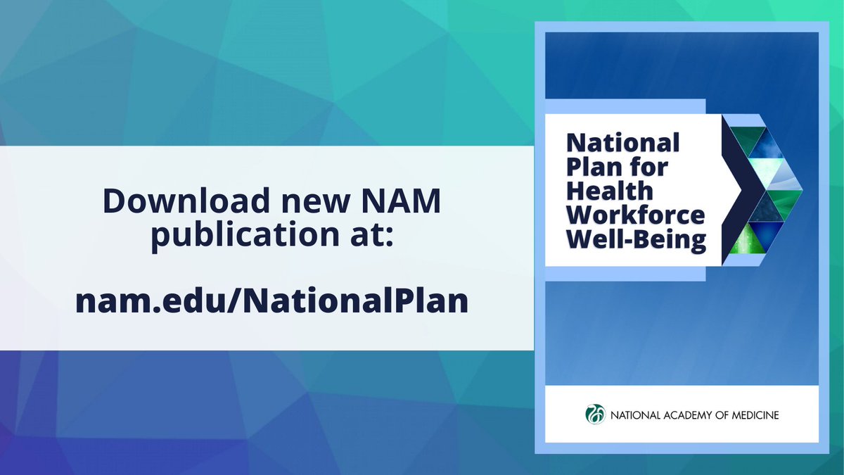 @theNAMedicine Improving health worker well-being is a shared responsibility that requires collective action. NAM #ClinicianWellBeing Collaborative published National Plan for Health Workforce Well-Being to lay out a path forward. Download at nam.edu/NationalPlan #HealthWorkforceNationalPlan