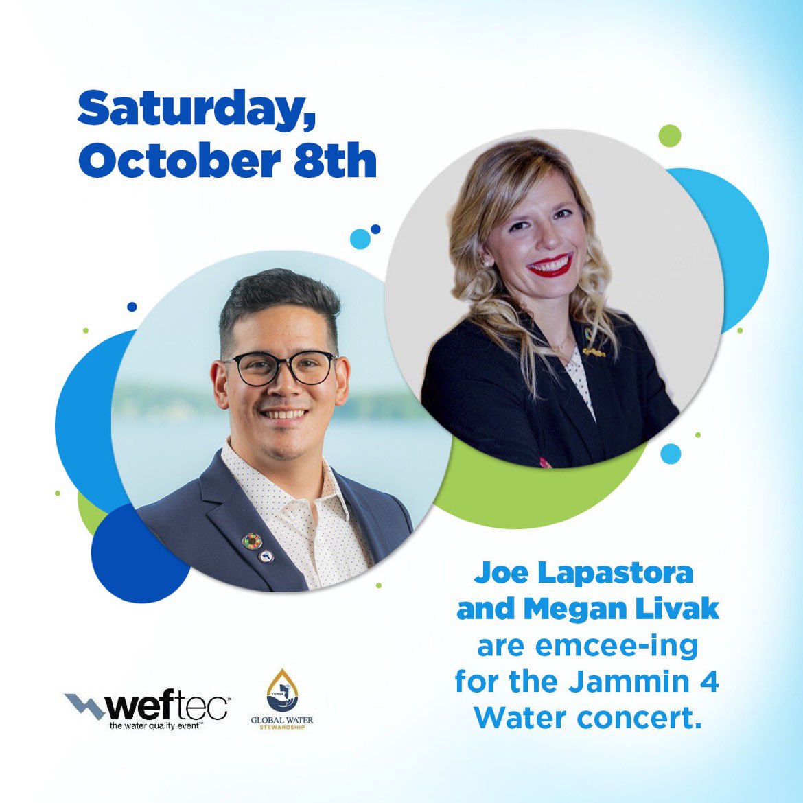 🔊 Attention GWS supporters, and live music fans! GWS volunteers, Megan Livak and Joseph Lapastora, EIT , will participate as emcees at the Jammin 4 Water concert that will be held on Saturday, October 8th from 6pm - midnight at Generation Hall in NOLA as part of <a href="/WEFTEC/">WEFTEC</a>.