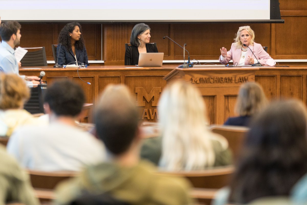 UMichLaw's tweet photo. Today at #UMichLaw: Professor Ellen Katz, @BonsituK, and @RepDebDingell spoke about protecting voting rights in Michigan and across the nation. https://t.co/fWbYKTUKhj