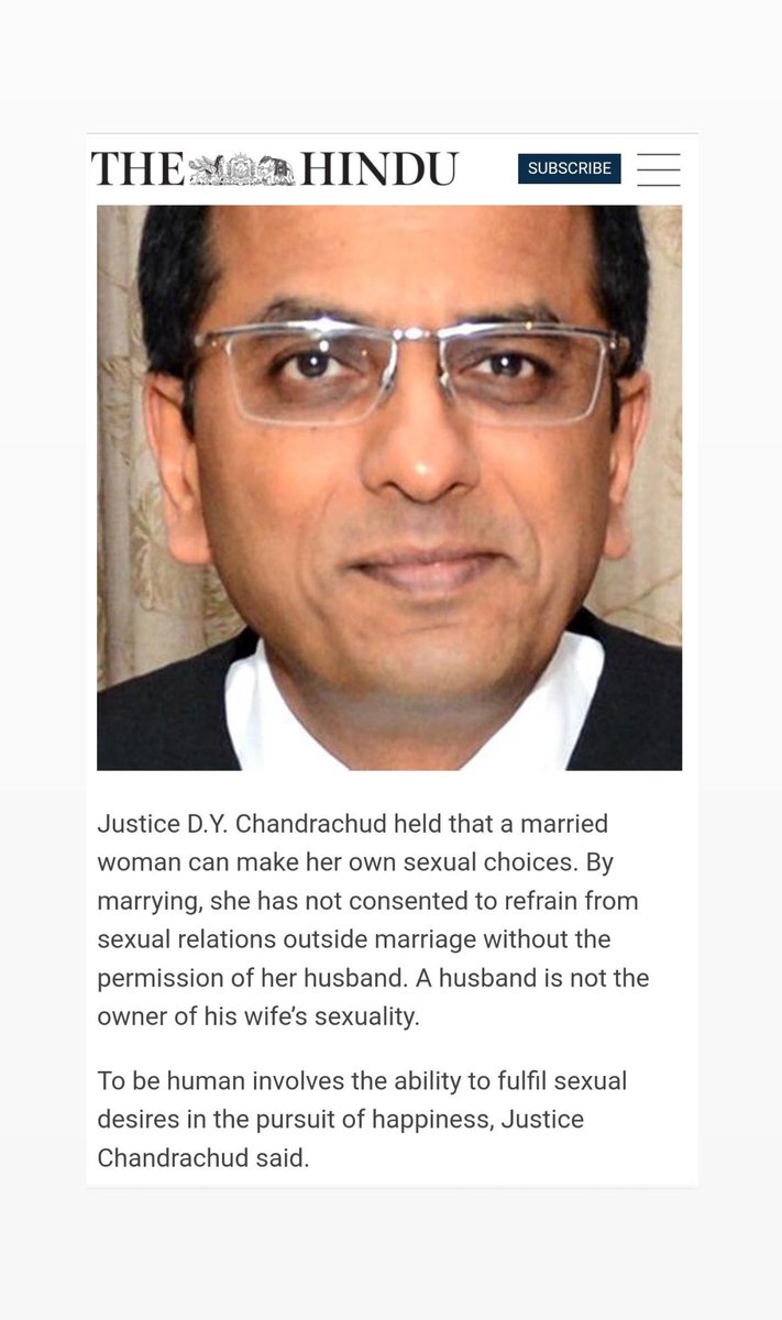 Hope that his (Chandrachud) wife starts following his words and be an example for others.... to let #Chandrachud know the repercussions of his decision. 

#indianjudiciary #MarriageStrike @KirenRijiju 