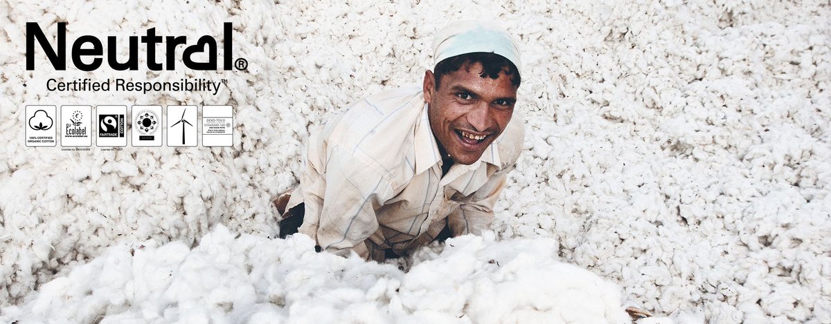 Your guarantee that all cotton used in Neutral production is 100% certified organic. GOTS is recognised as the world's leading  standard for textiles  The certificate defines high-level environmental criteria  and requires compliance with social criteria as well