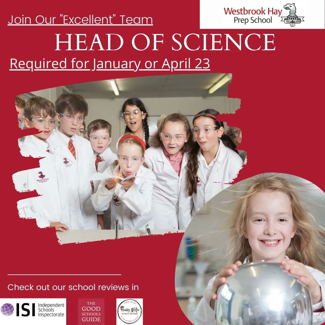 We are seeking to appoint an outstanding, highly skilled and inspiring Head of Science to lead the Science Department. Please visit our website for more information.
buff.ly/3rCcZfy