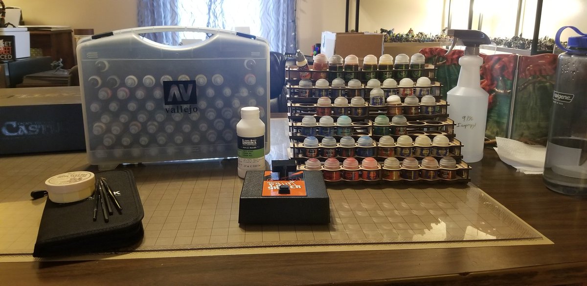 Prepping paints today for our Miniature Painting Stream tomorrow on twitch.tv/coldironking. Expect nothing less than average! 

#thinyourpaints #miniaturepainting #hobby