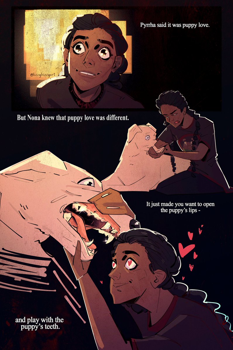 lizzybizzyart's tweet image. "Nona knew that puppy love was different, it just made you want to open the puppy’s lips and play with the puppy’s teeth."
#NonatheNinth #NonaTheNinthSpoilers