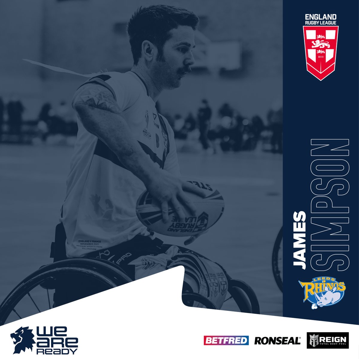 Absolutely fantastic news that our @leedsrhinos Wheelchair Player-Coach James Simpson has secured the final spot in the @England_RL Wheelchair @RLWC2021 squad! 

We can't think of anyone else more fitting of this opportunity, well done James! 👏 #TeamRhinos 