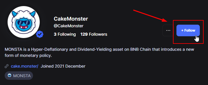 I will send $25 worth of $BNB to 6 random winners who:

1. Follow Cake Monster on <a href="/CoinMarketCap/">CoinMarketCap</a> 
coinmarketcap.com/community/prof…
2. Like &amp; Retweet this Tweet 
3. Post proof in the comments

Closes 8th October, 22 UTC.

Good luck! 🍀