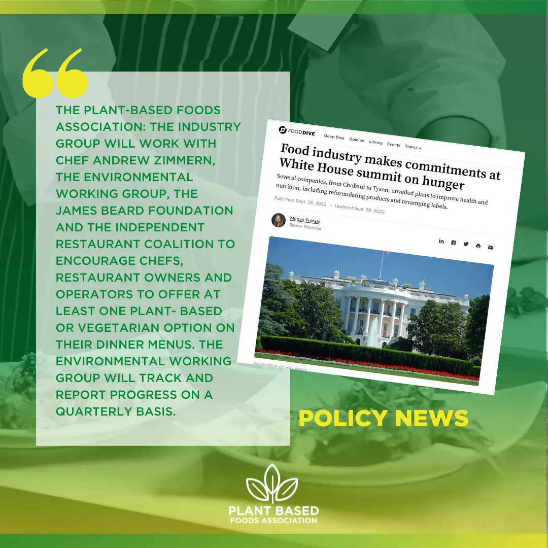 We are proud to share PBFA and our coalition partners' commitment to encourage restaurants to serve #plantbased foods. We look forward to collaborating with @EWG @BeardFoundation @indprestaurants and <a href="/andrewzimmern/">Andrew Zimmern</a>! 

Read more via <a href="/FoodDive/">Food Dive</a>: fooddive.com/news/food-indu…