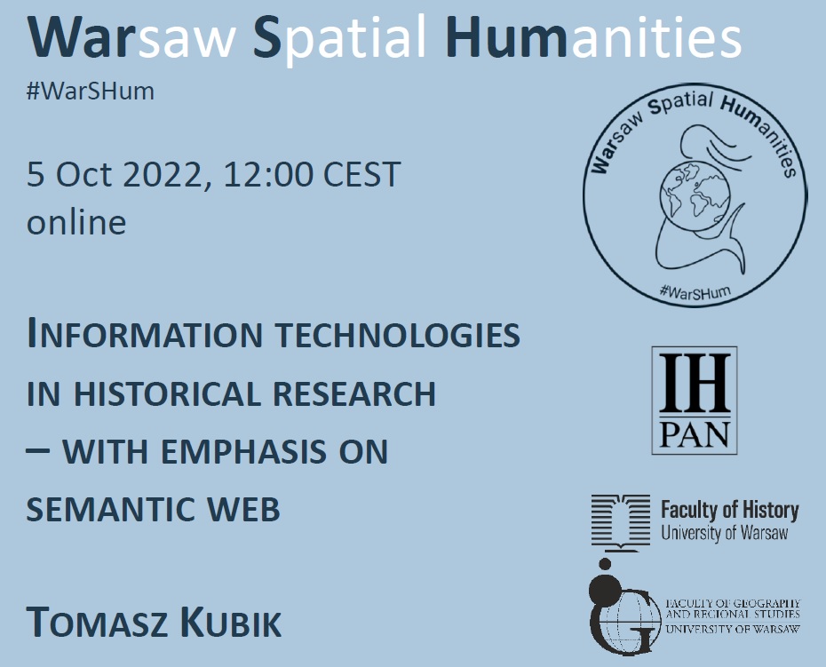 Are you interested in a seminar on semantic web and spatial humanities❓ It is the last chance to register for a second #WarSHum seminar: forms.gle/TBvfLe9c67YfHk… @ih_pan @UniWarszawski @Leibniz_IfL