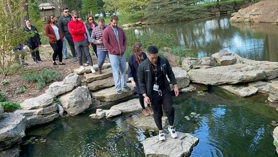 BeaumontFMGP's tweet photo. Nature is an important part of wellbeing. We toured the grounds of the Edsel and Eleanor Ford House during one of our monthly experiential wellbeing seminars during lectures. Our Wellbeing Committee meets regularly to discuss our curriculum with resident input. #outdoors https://t.co/95OWt7xkCU
