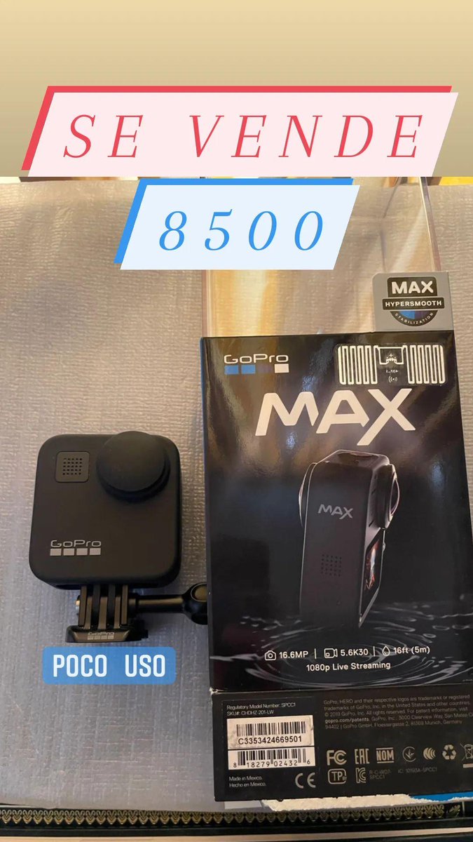 EugeSolisB's tweet photo. Estoy vendiendo esta GoProMAX prácticamente regalada!! Por si a alguien le interesa comprarlo, sin problemas nos podemos organizar para enviarla a la parte de la república donde te encuentres https://t.co/jeLxrLqsc8