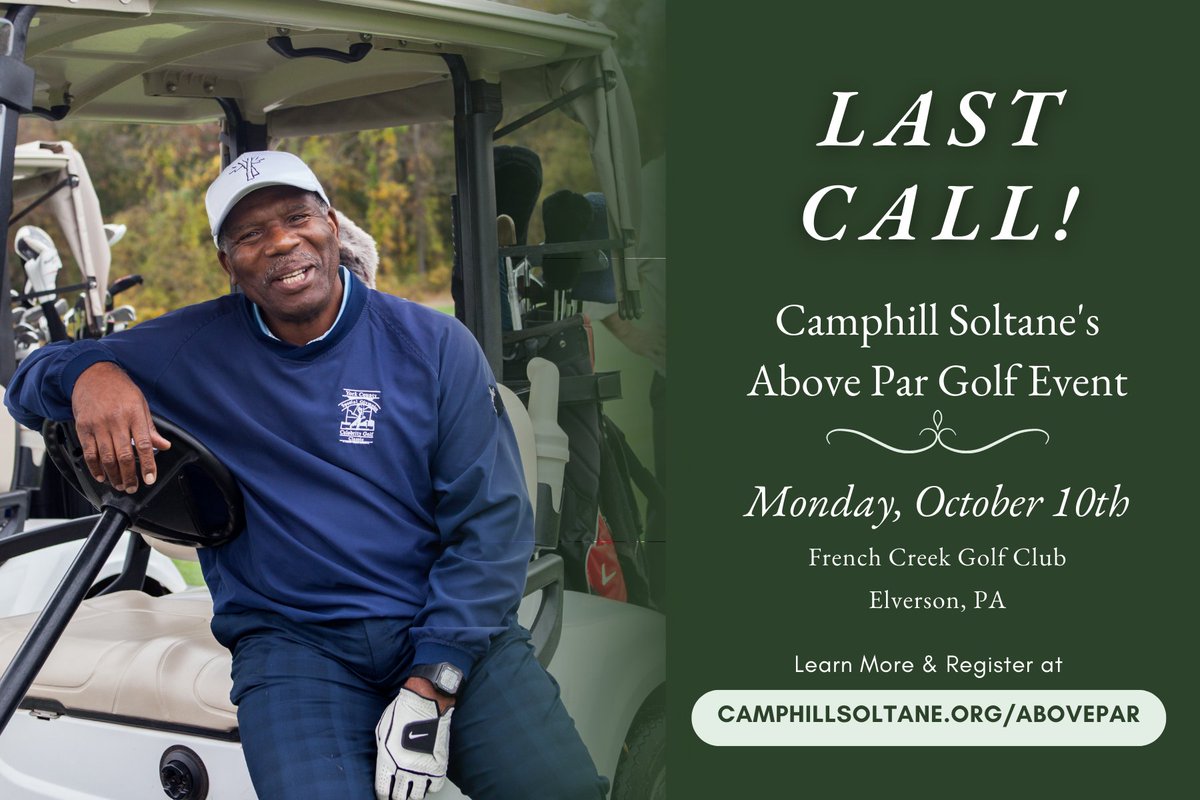 CamphillSoltane's tweet photo. 💚  L A S T   C A L L!  💚

Join us for Above Par on Monday, October 10th!

Register today to golf, sponsor, or join us for dinner with a dinner ticket at https://t.co/Gv6pRPnOql! ⛳️ https://t.co/Mu0MZtMFLZ