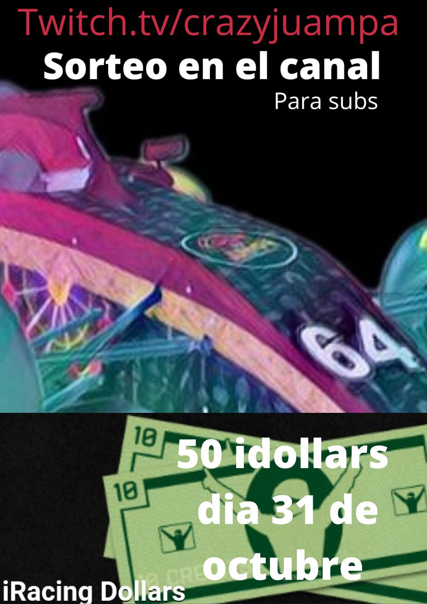 crazyjuampa's tweet photo. 🚨Sorteo para sub 🚨
Si quieres 50 idollars para quemar en iracing . Este mes tenemos sorteo 💪

-Requisitos-
👉Ser sub del canal
👉Y estar presente la noche del sorteo 
31 de octubre - noche de Halloween.

🎡https://t.co/ZlKO15rruv 🎡 https://t.co/HZmRvnbOBb