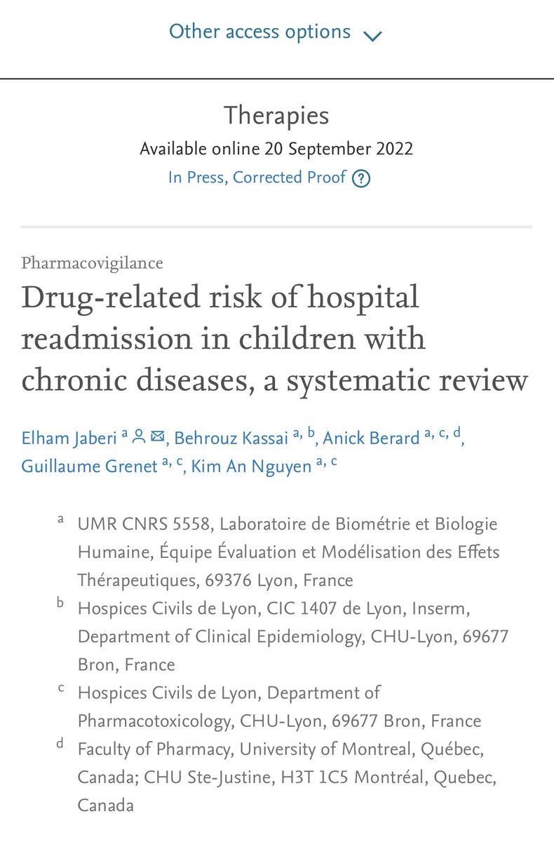 AnickBerard's tweet photo. See our new manuscript on drug-related hospitalisation in children.
⁦@UMontreal⁩ ⁦@pharm_umontreal⁩ ⁦@ChuSteJustine⁩ @lyon1  Bravo Elham! https://t.co/vaOAXYx9ER
