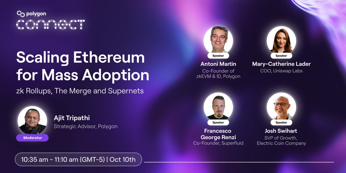 0xPolygon's tweet photo. ⚡️ Scaling Ethereum for Mass Adoption: ZK Rollups, The Merge, and Supernets.

Mod:
@chainyoda Strategic Advisor @0xPolygon

🎙️ Speakers:
@antonimarber Co-founder #zkEVM &amp; @0xPolygonID
@mclader COO @Uniswap
@FrancescoRenziA Co-Founder @Superfluid_HQ
@jswihart SVP @ElectricCoinCo https://t.co/IPPzHXz2nB