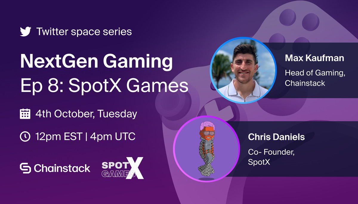 bigdog_max's tweet photo. NextGen Gaming , powered by @ChainstackHQ, Episode 8 coming at you hot 🔥

Tomorrow at Noon EST - join @chris_daniels27, the @spotxgames team and I as we talk about web3 gaming, scavenger hunts, their acquisition by @NianticLabs + MORE!

https://t.co/dq8BxdBB6T https://t.co/NrOJOt93eV