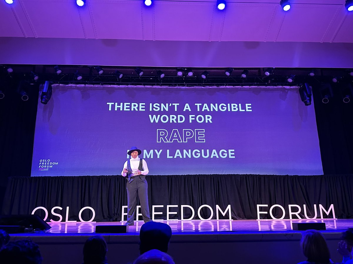 UlkerCemre's tweet photo. .@VisibleSurvivor Toufah Jallow says “there is no tangible word to describe rape” in her language &amp; talked about forms of violence in Gambia as a sexual assault survivor. I will keep on saying that foremost, violence is hidden in words, in our everyday literacy! #OFFinNY @OsloFF https://t.co/RstheeVsYx